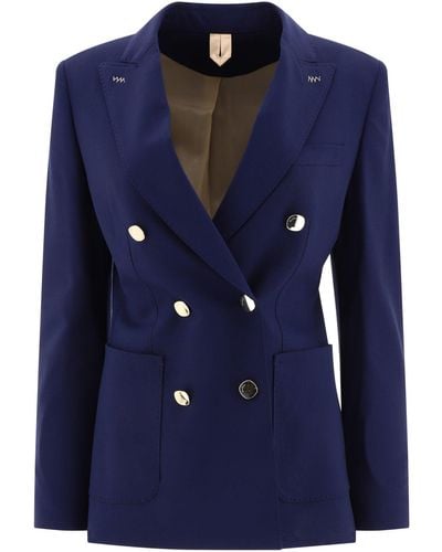 Max Mara Wool And Mohair Double-Breasted Blazer - Blue
