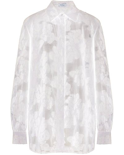 Ferragamo Floral Print Shirt - Blanc