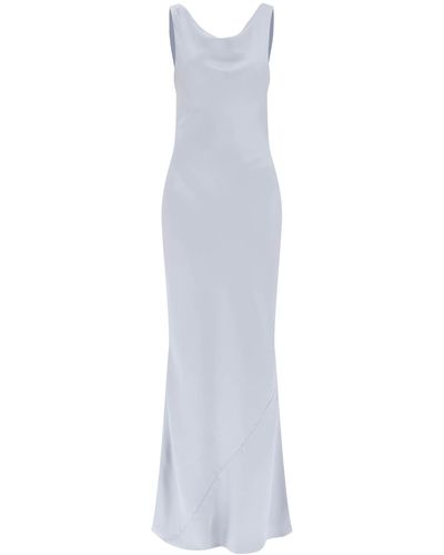 Norma Kamali Drape Neck Satin Gown - White
