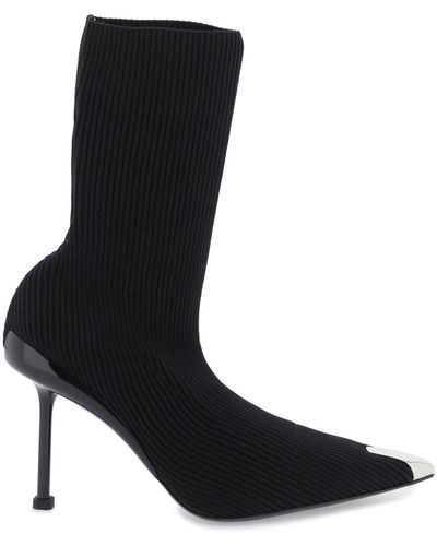 Alexander McQueen Knit Slash Ankle Boots - Black