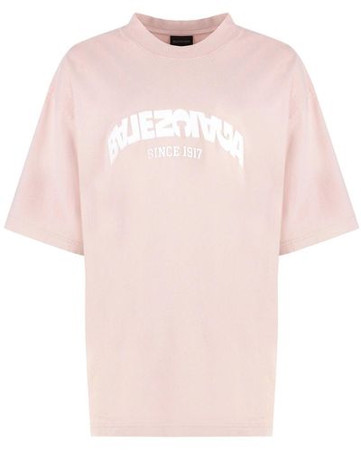 Balenciaga Cotton Logo T -Shirt - Pink