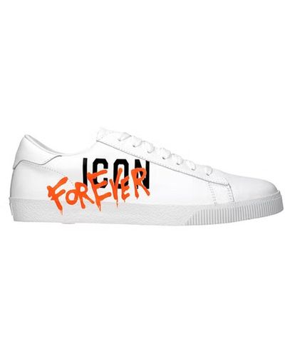 DSquared² Lederen Pictogram Sneakers - Wit