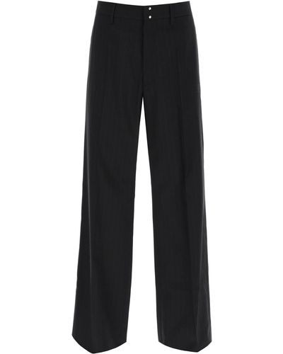 MM6 by Maison Martin Margiela Gerade geschnittene Hose mit Nadelstreifenmotiv - Noir