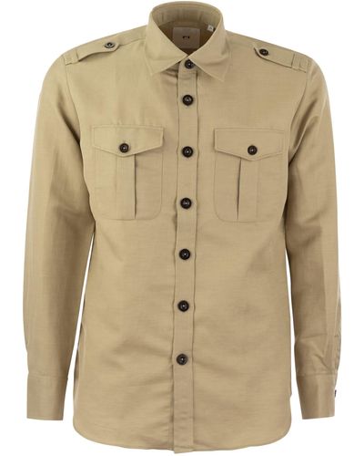 PT Torino Linen et Cotton Safari Shirt - Neutre