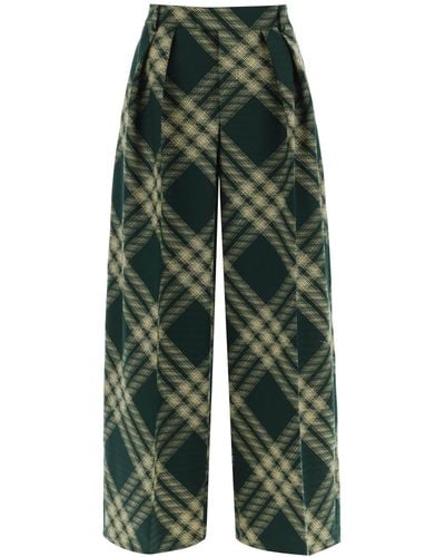 Burberry Check Palazzo Pants - Verde