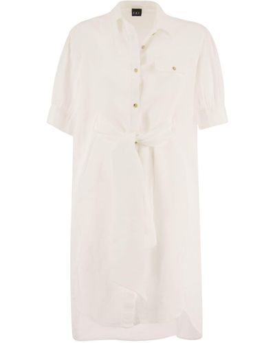 Fay Linen Chemisier Dress - White