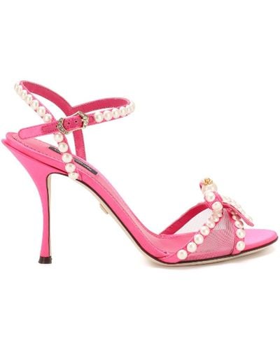 Dolce & Gabbana Sandalias adornadas con perlas de - Rosa