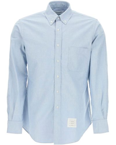 Thom Browne Oxford Cotton Button Down Hemd - Bleu