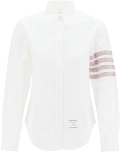 Thom Browne Camicia Easy Fit In Popeline - Bianco