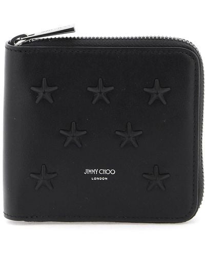 Jimmy Choo Zip alrededor de la billetera con estrellas - Negro