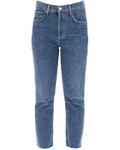 Agolde Jeans cropped dritti a vita alta Riley - Blu