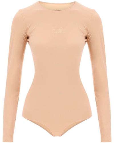 MM6 by Maison Martin Margiela Langarm Lycra Bodysuit - Weiß