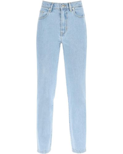 KENZO Rechte Been Gebleekte Jeans - Blauw