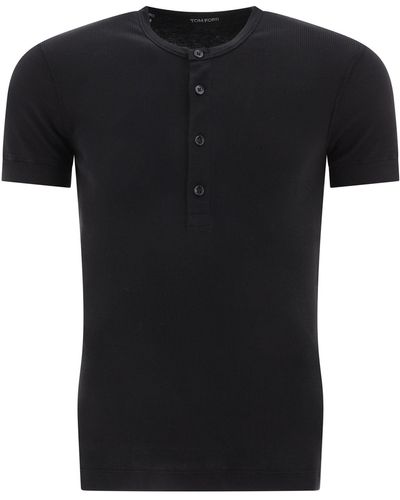 Tom Ford Henley T -shirt - Zwart