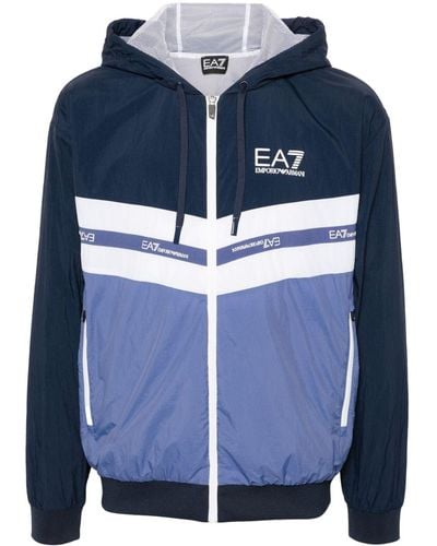 EA7 Sportjacke mit Logo-Print - Blau