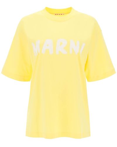 Marni T-shirt avec imprimé de logo maxi - Jaune