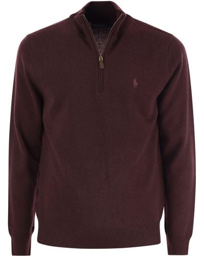 Polo Ralph Lauren Wool -pullover Met Halve Zip - Rood