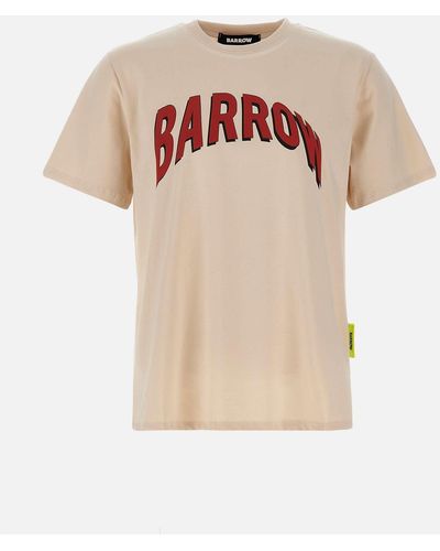 Barrow Sand -Baumwoll -Trikot -Shirt mit Maxi -Logo -Druck - Natur