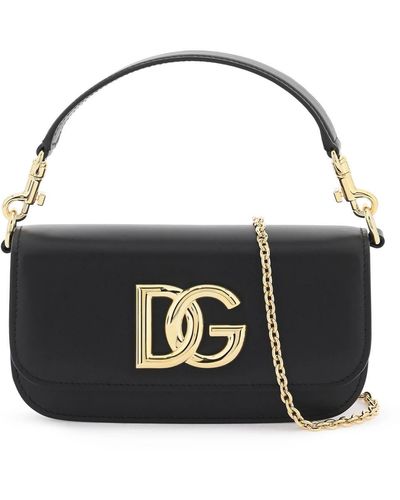 Dolce & Gabbana Smooth Leather 3.5 Handtas - Zwart