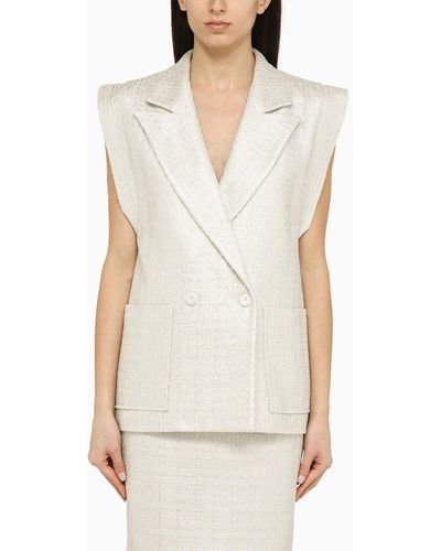 FEDERICA TOSI Double Breasted Cotton Blend Waistcoat - White