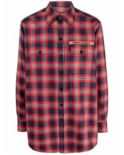 Dolce & Gabbana Camisa De Franela A Cuadros - Rojo