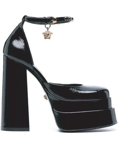 Versace Lederen Platform Sandalen - Zwart