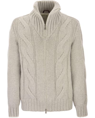 Brunello Cucinelli Cashmere Knit Outerwear With Down Filling - White