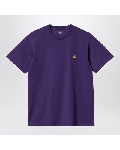 Carhartt S/S Chase Tyrian Coloured Cotton T Shirt - Purple