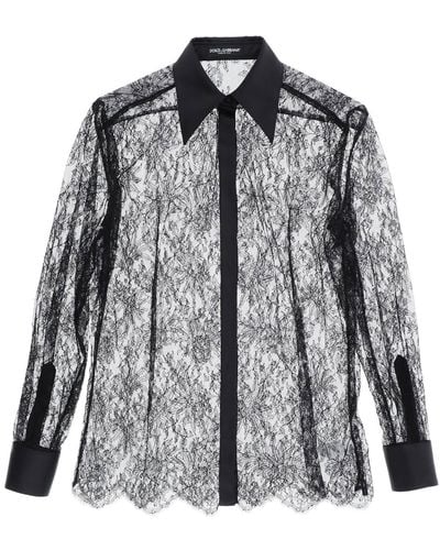 Dolce & Gabbana Camisa de encaje de Chantilly - Negro