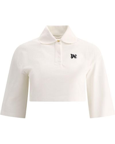 Palm Angels "Monogramme Cropbed" Polo - Blanc