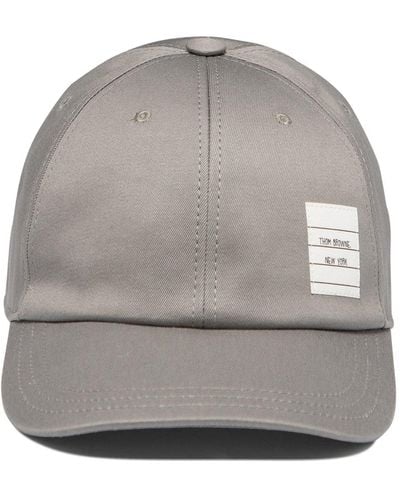 Thom Browne CAP DE BASEALL avec patch de logo - Gris