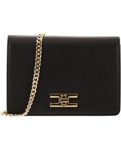 Elisabetta Franchi Bolsa de hombro franquici de Elisabetta con logotipo giratorio de oro - Negro