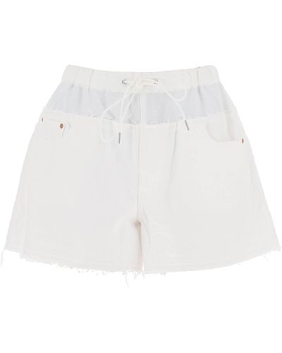Sacai Hybrid Denim Shorts pour hommes - Blanc