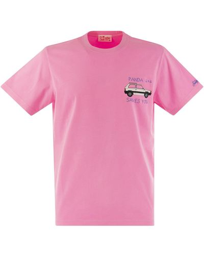 Mc2 Saint Barth T -Shirt mit Brustdruck - Pink