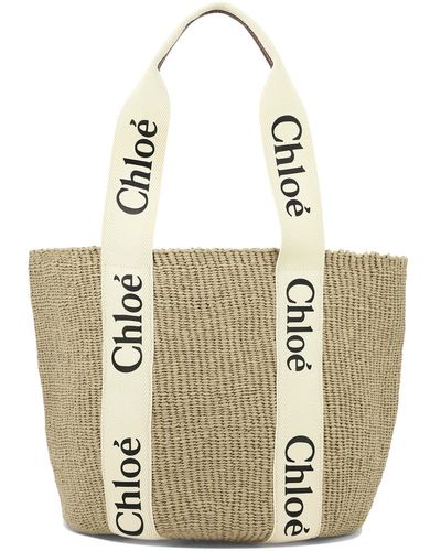 Chloé Chloé "woody Large" Basket Bag - Wit