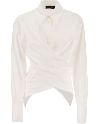 Fabiana Filippi Cropped Hemd in Baumwollpopel - Weiß