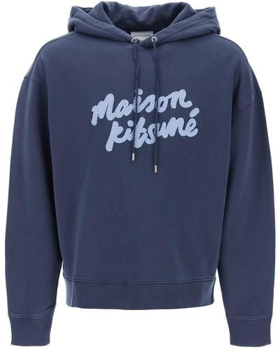 Maison Kitsuné Maison Kitsune Hooded Sweatshirt With Embroidered Logo - Blue