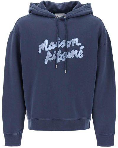 Maison Kitsuné Kapuzen -Sweatshirt mit gesticktem Logo - Blau