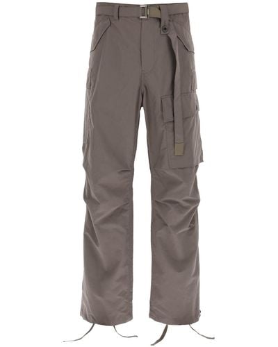 Sacai Cargo Pants In Taffeta - Gray