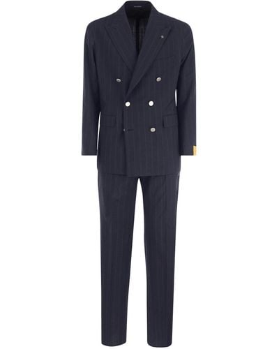 Tagliatore Tagliatorore Double Breasted Pinstripe Suit - Blauw