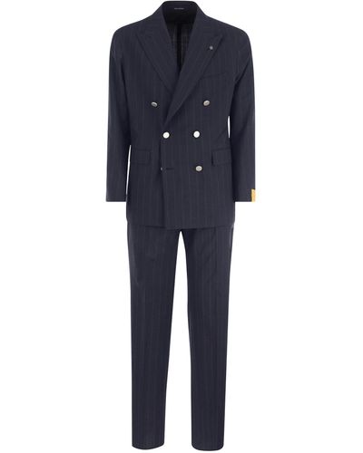 Tagliatore Double-Breasted Pinstripe Suit - Blue