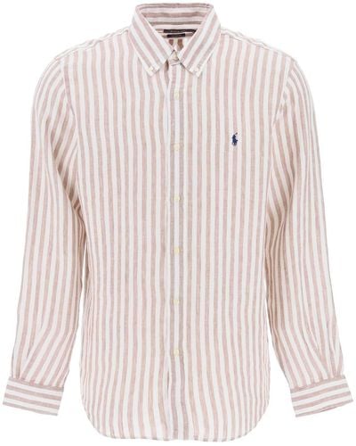 Polo Ralph Lauren Gestreepte Aangepaste Fit Shirt - Roze