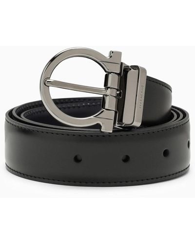 Ferragamo Gancini Black Leather Belt - Schwarz