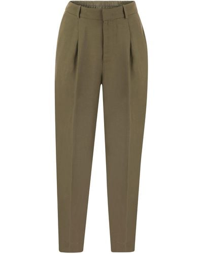 PT Torino Daisy Viscosio e pantaloni di lino - Verde