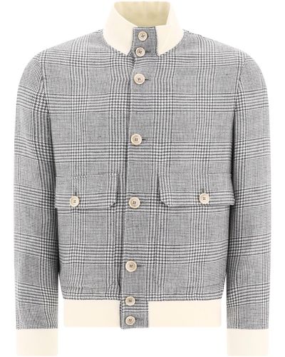 Brunello Cucinelli Linen, Wool And Silk Bomber Jacket - Gray