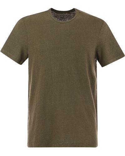 Majestic Trew Teck Linen T Shirt - Verde