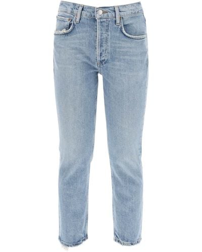 Agolde High Tailed Straight Cropted Jeans In De - Blauw