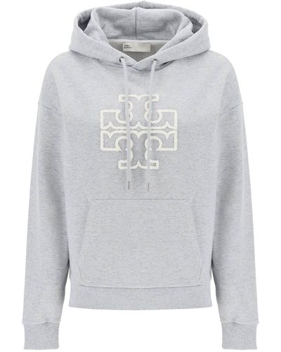 Tory Burch Hoodie With T Logo - Gray