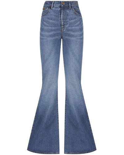 Chloé Cotton Denim Flared Jeans - Blauw