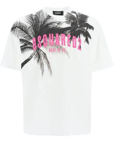 DSquared² White Palms T -shirt - Wit